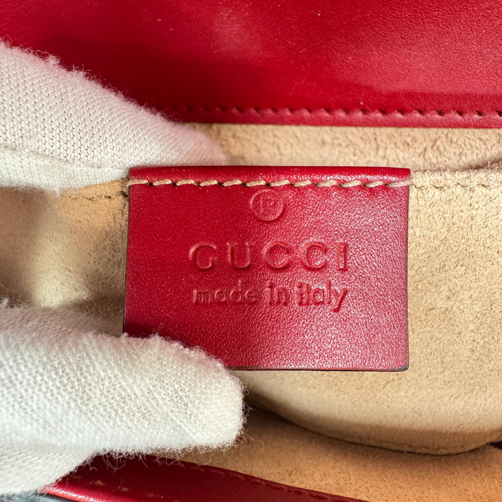 Guccissima Signature Small Padlock Top Handle Bag Hibiscus Red B21664
