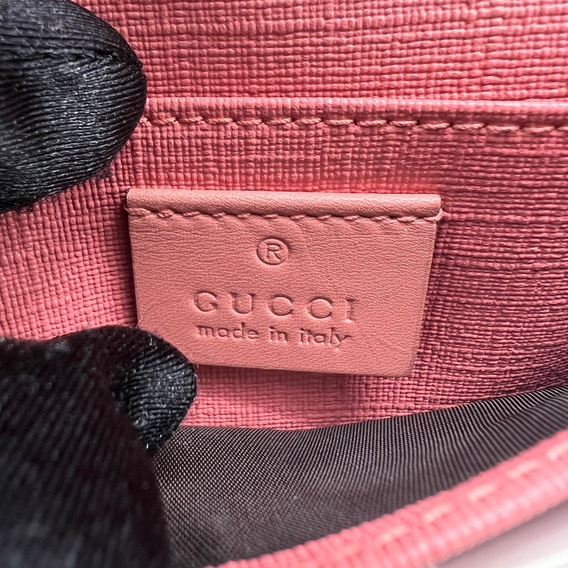 GG Supreme Monogram Face Embroidered Card Case Wallet Pink W21573