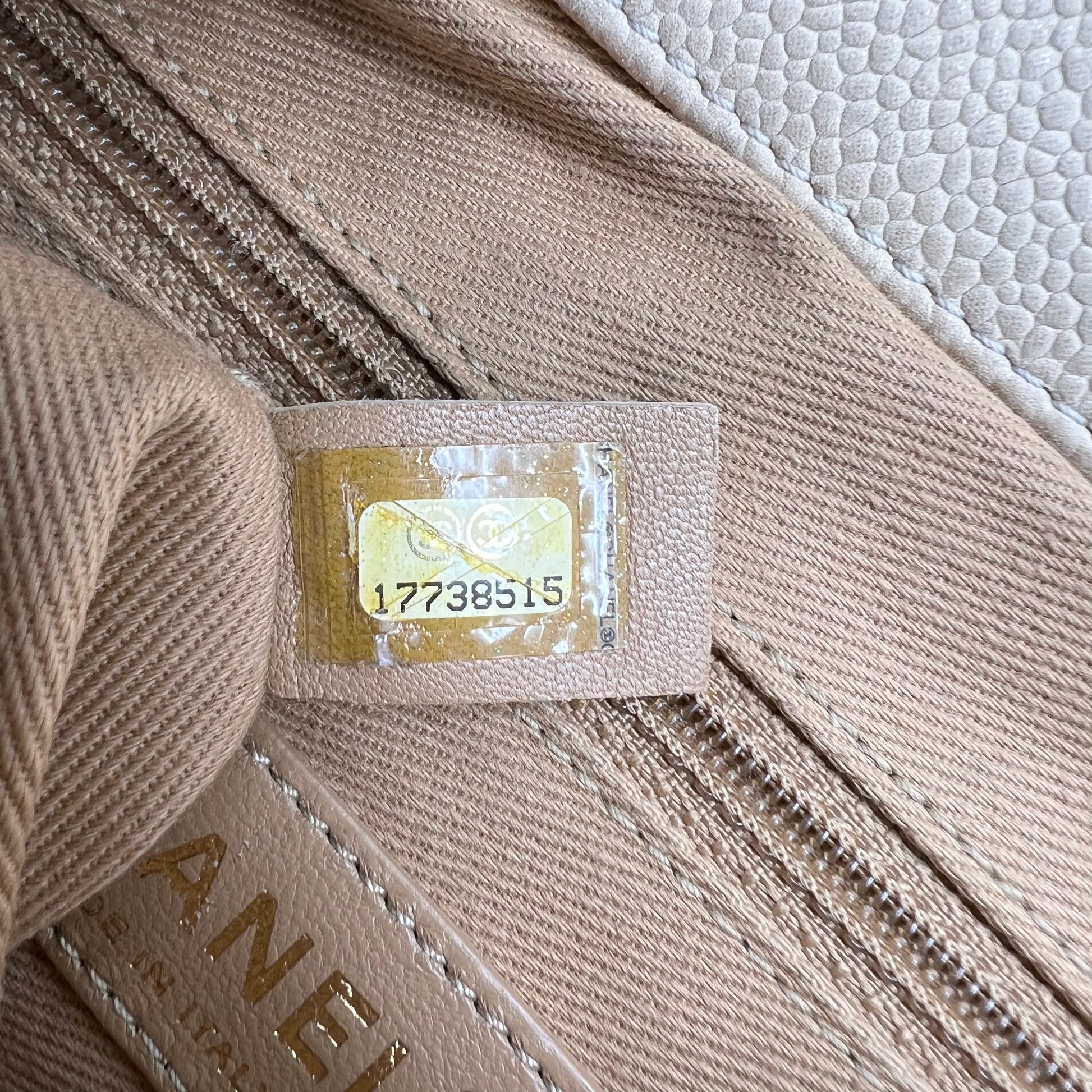 Light Beige Quilted Matte Caviar Leather CC Messenger Bag B22066