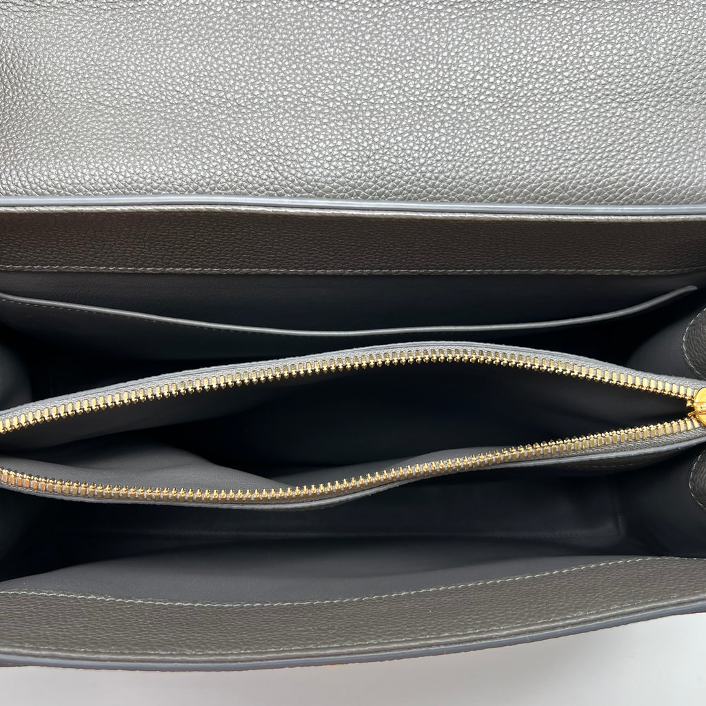 Grained Calfskin Medium 16 Top Handle Bag Grey B22221