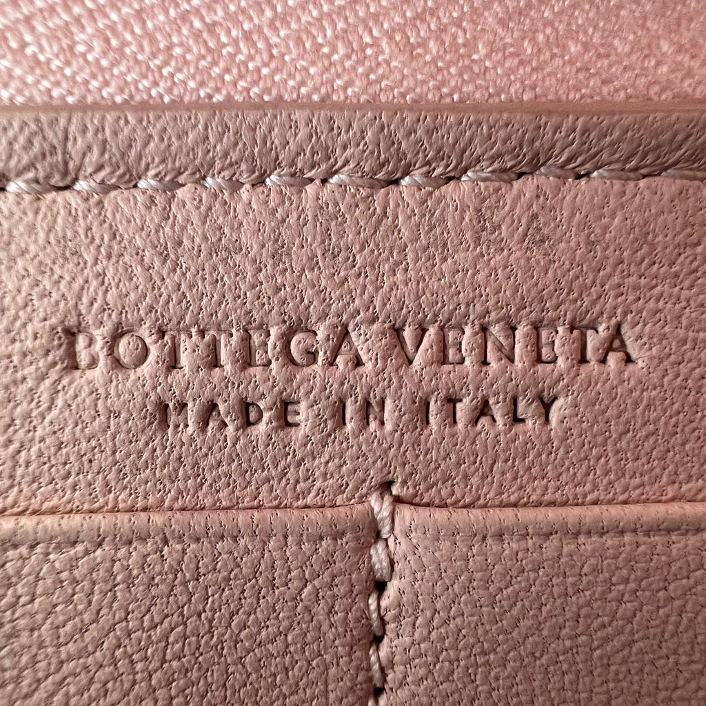 Metallic Nappa Intrecciato Zip Around Wallet Pink W21599