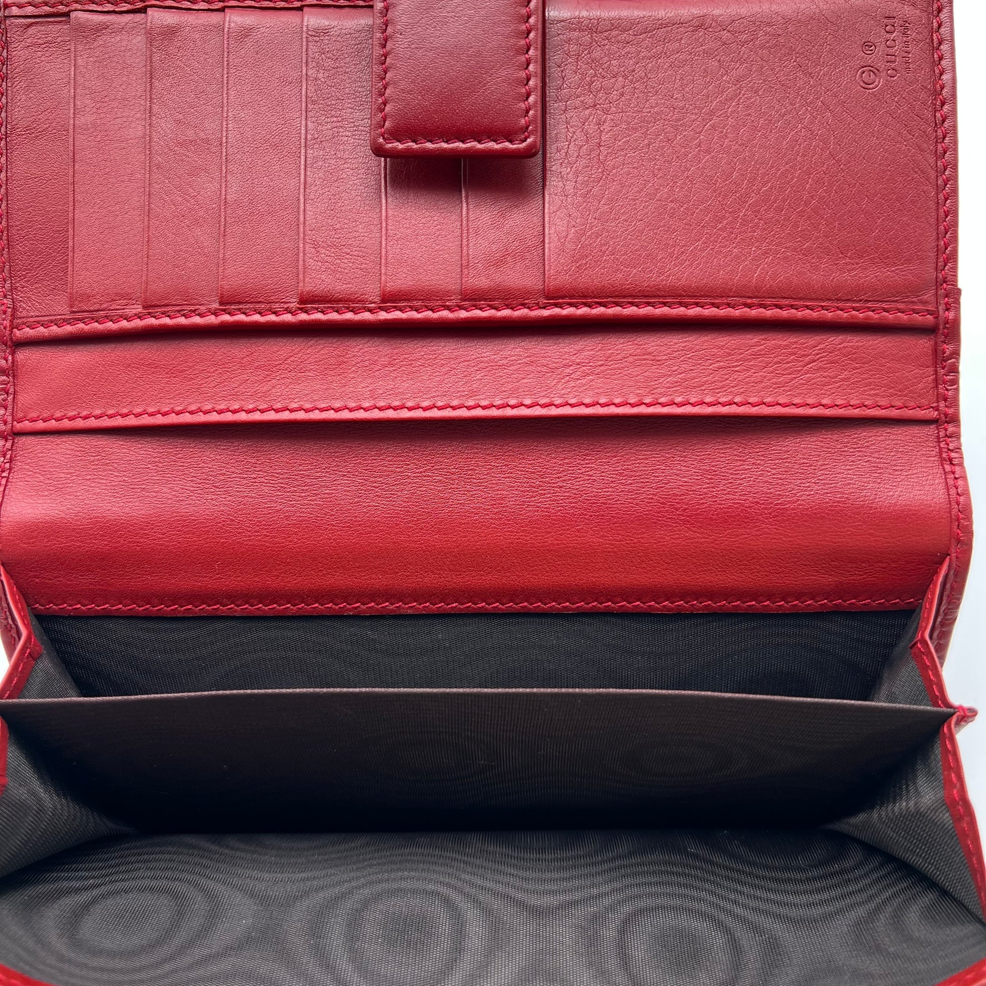 Gucci Microguccissima Leather Continental Flap Wallet (Red) W21645