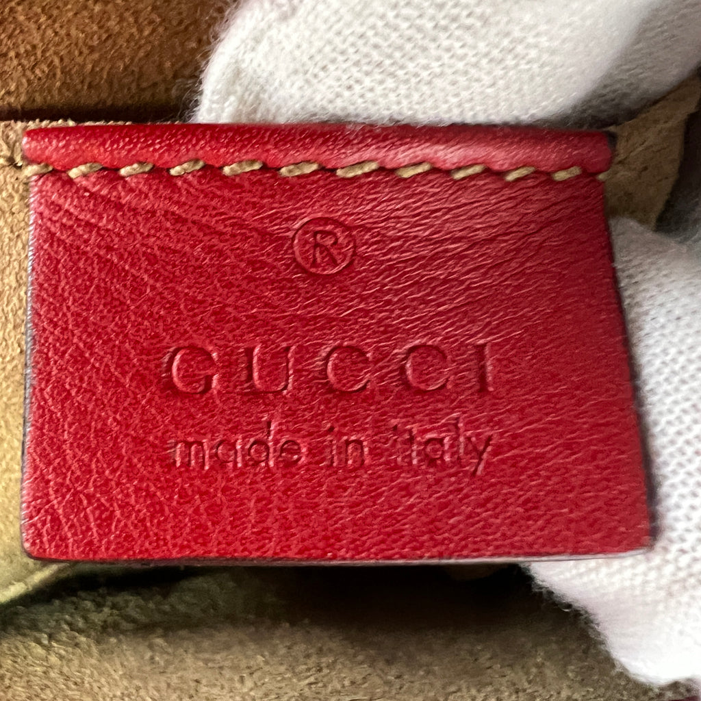 GG Supreme Monogram Calfskin Small Padlock Shoulder Bag Beige Hibiscus Red New Rosette B21617