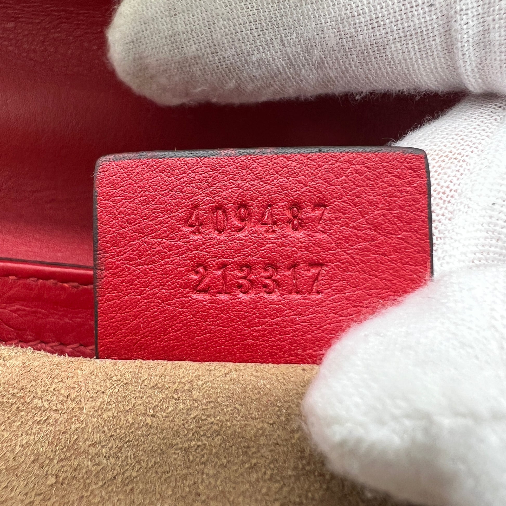 GG Supreme Monogram Calfskin Small Padlock Shoulder Bag Beige Hibiscus Red New Rosette B21617