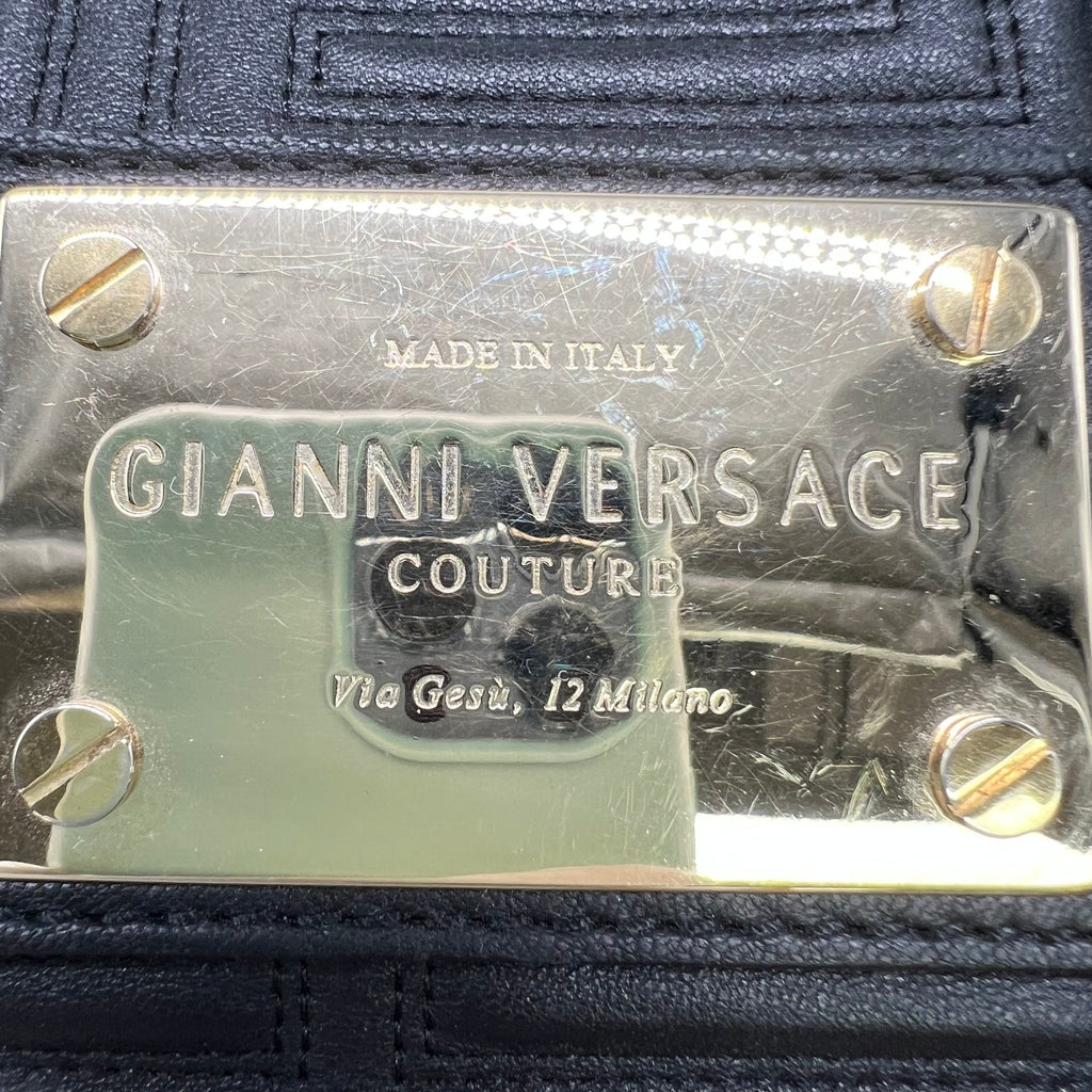 Gianni Versace Couture Black Leather Tote Bag B22063