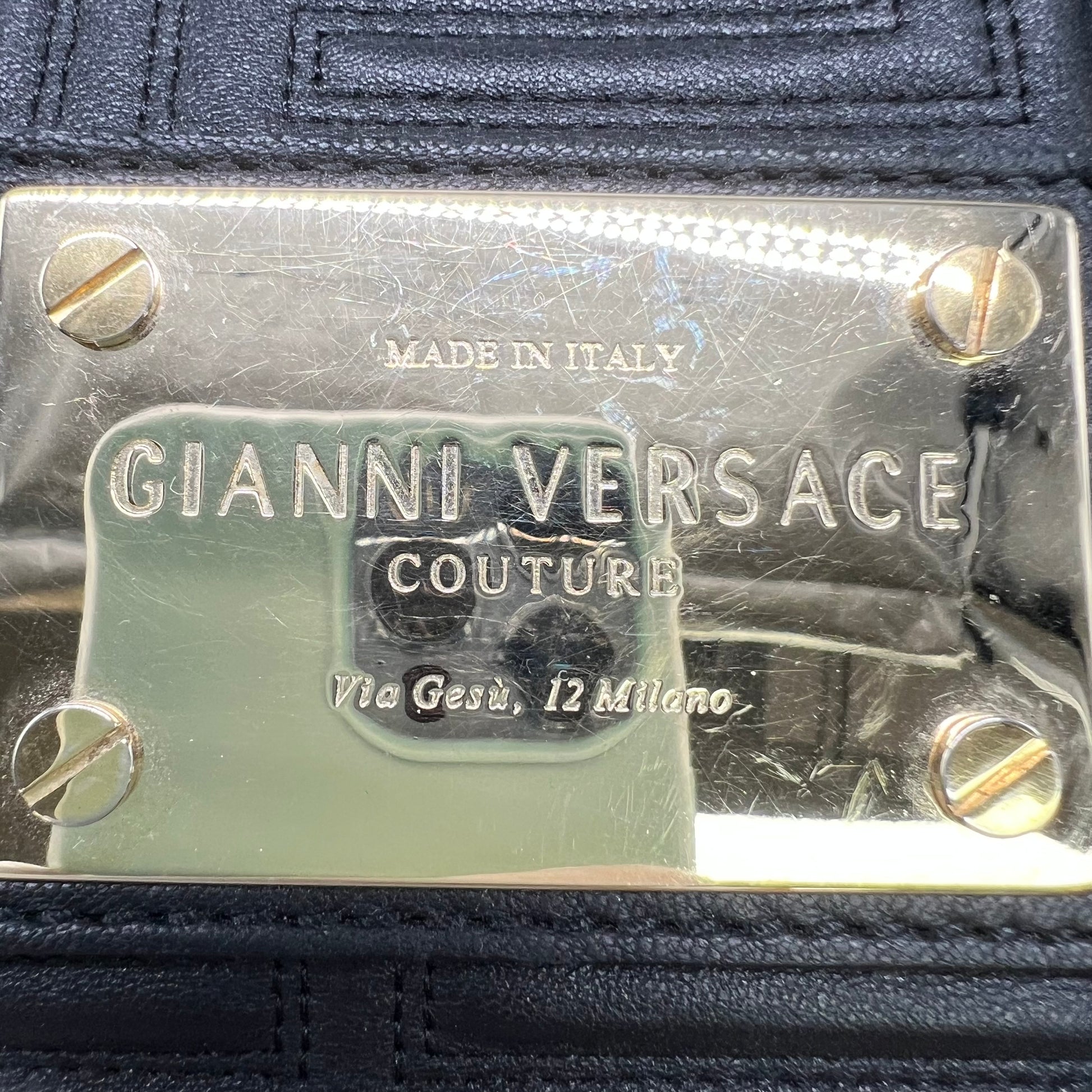 Gianni Versace Couture Black Leather Tote Bag B22063