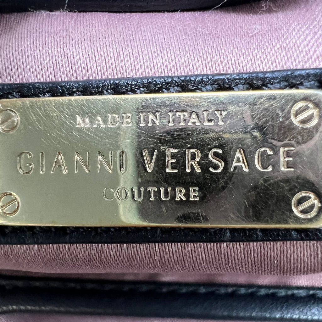 Gianni Versace Couture Black Leather Tote Bag B22063