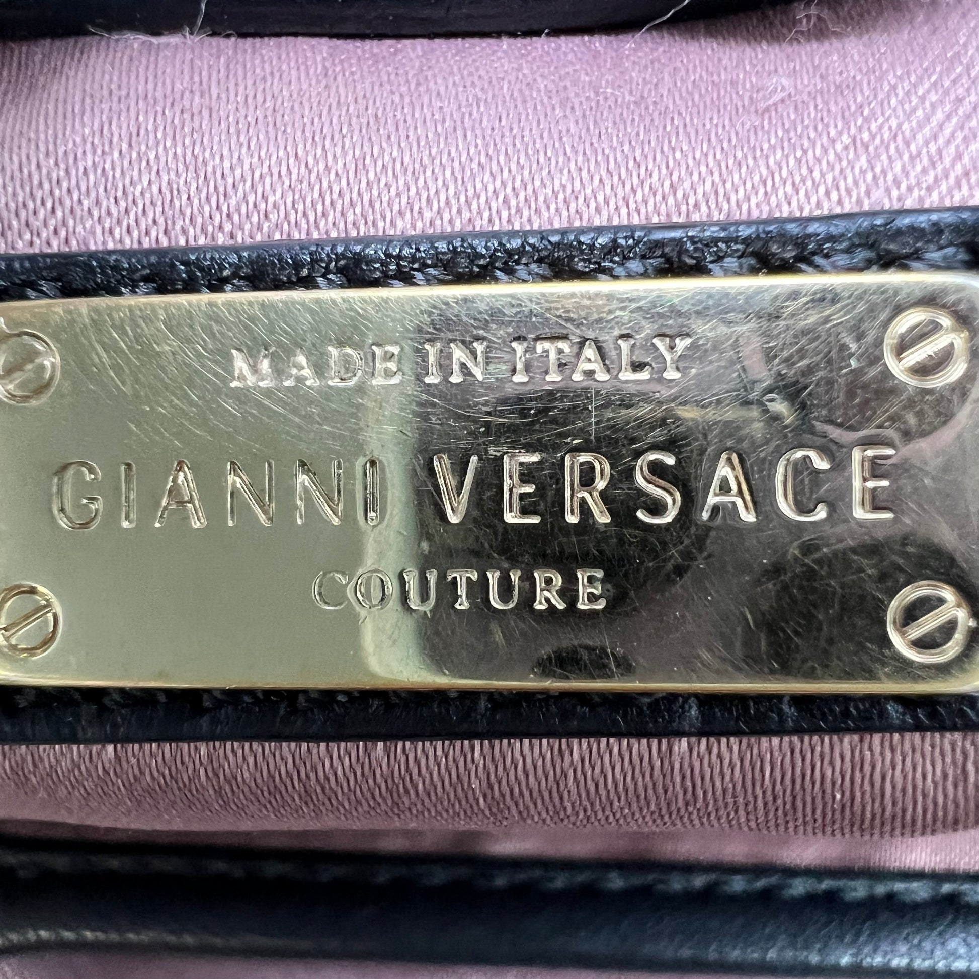Gianni Versace Couture Black Leather Tote Bag B22063