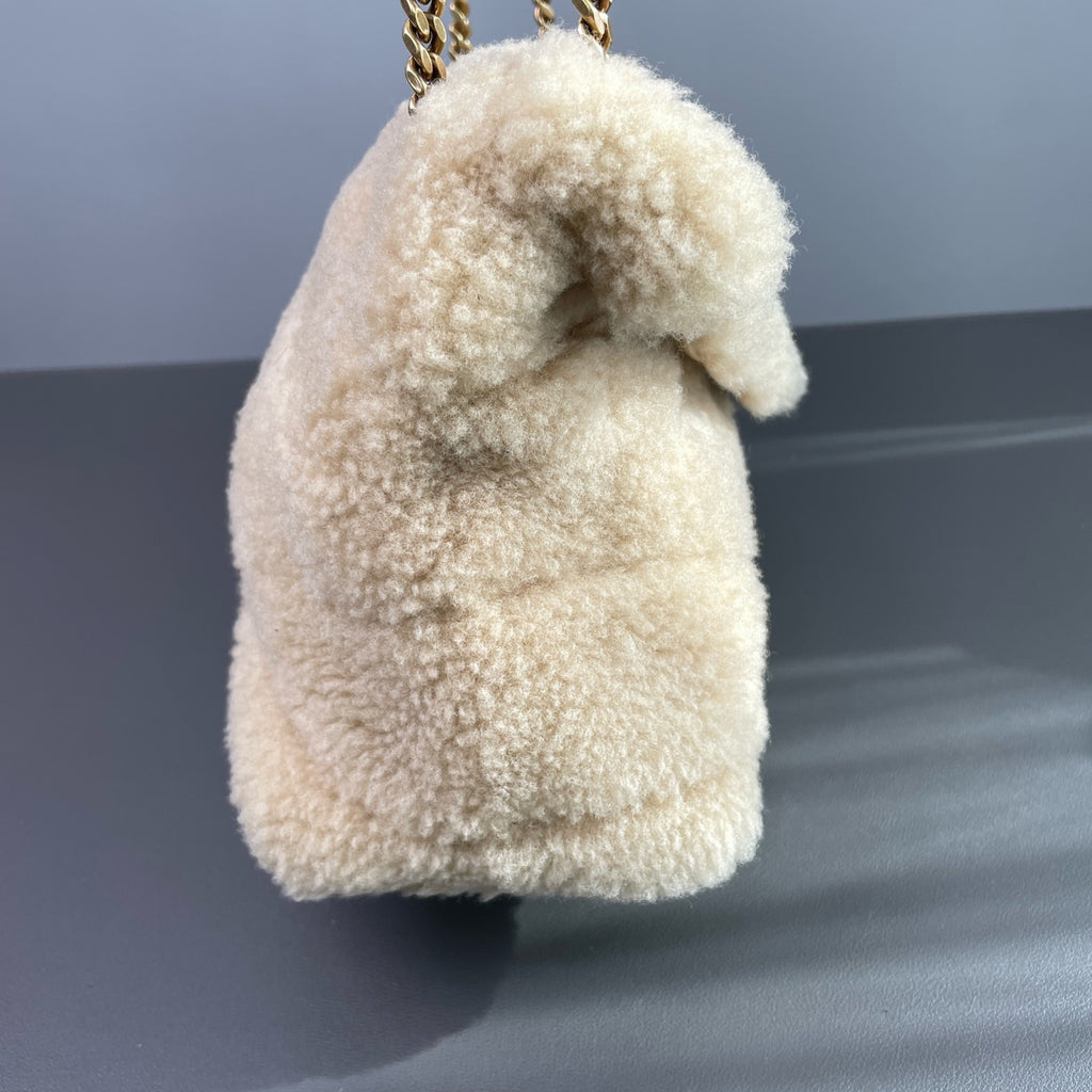Saint Laurent Loulou Teddy  Shearling Medium Shoulder Bag LDZ0007
