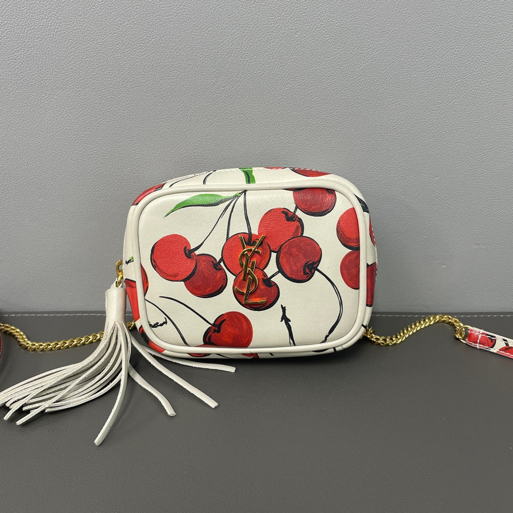 Saint Laurent Baby Lou Cherry Print Leather Micro Crossbody Bag LDZ0009
