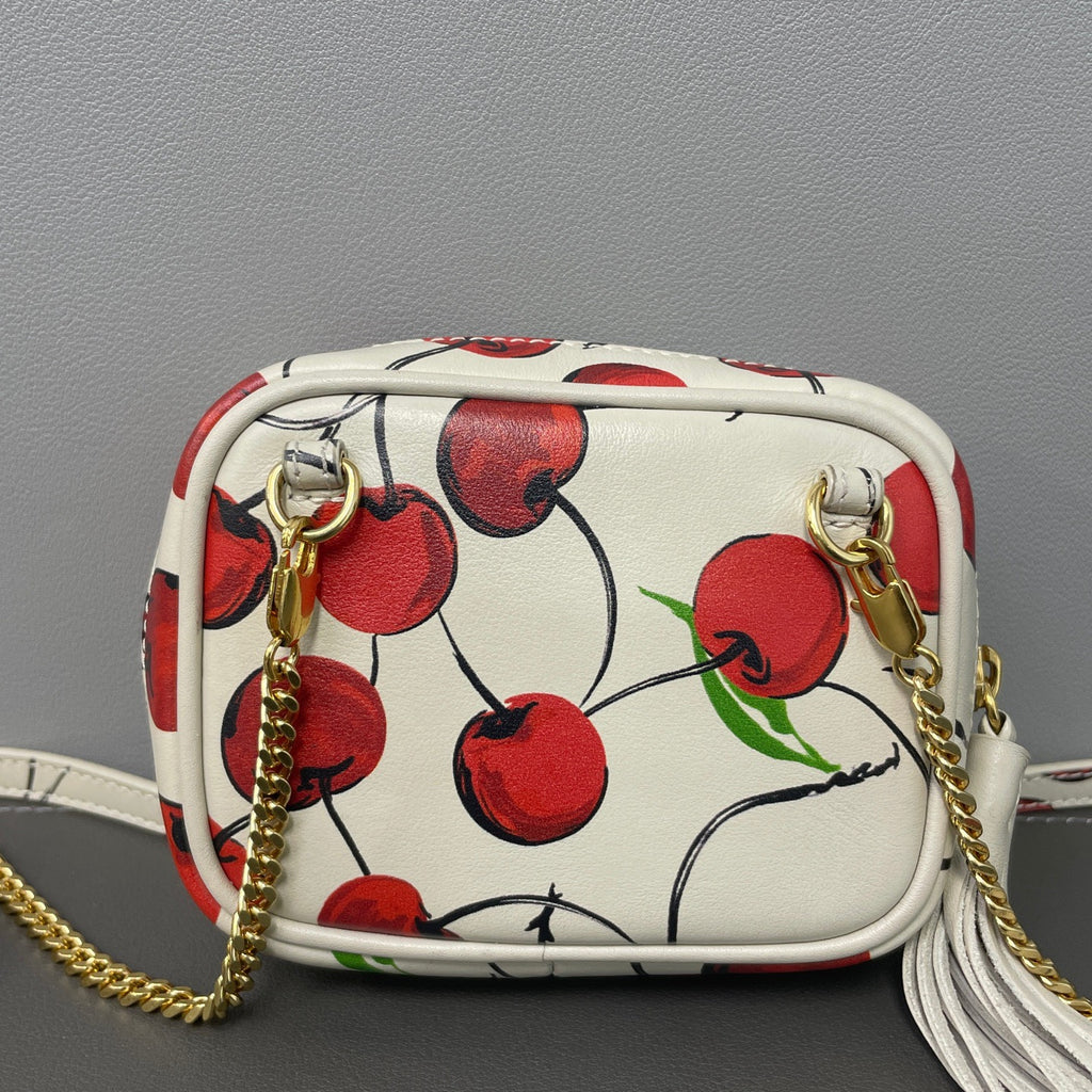 Saint Laurent Baby Lou Cherry Print Leather Micro Crossbody Bag LDZ0009