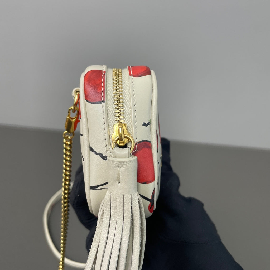 Saint Laurent Baby Lou Cherry Print Leather Micro Crossbody Bag LDZ0009