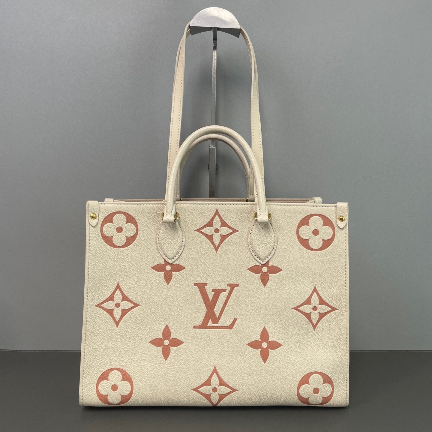 Louis Vuitton OnTheGo MM Tote Bag (Spring 2023 Strawberry Milk Monogram Empreinte) LDZ0015