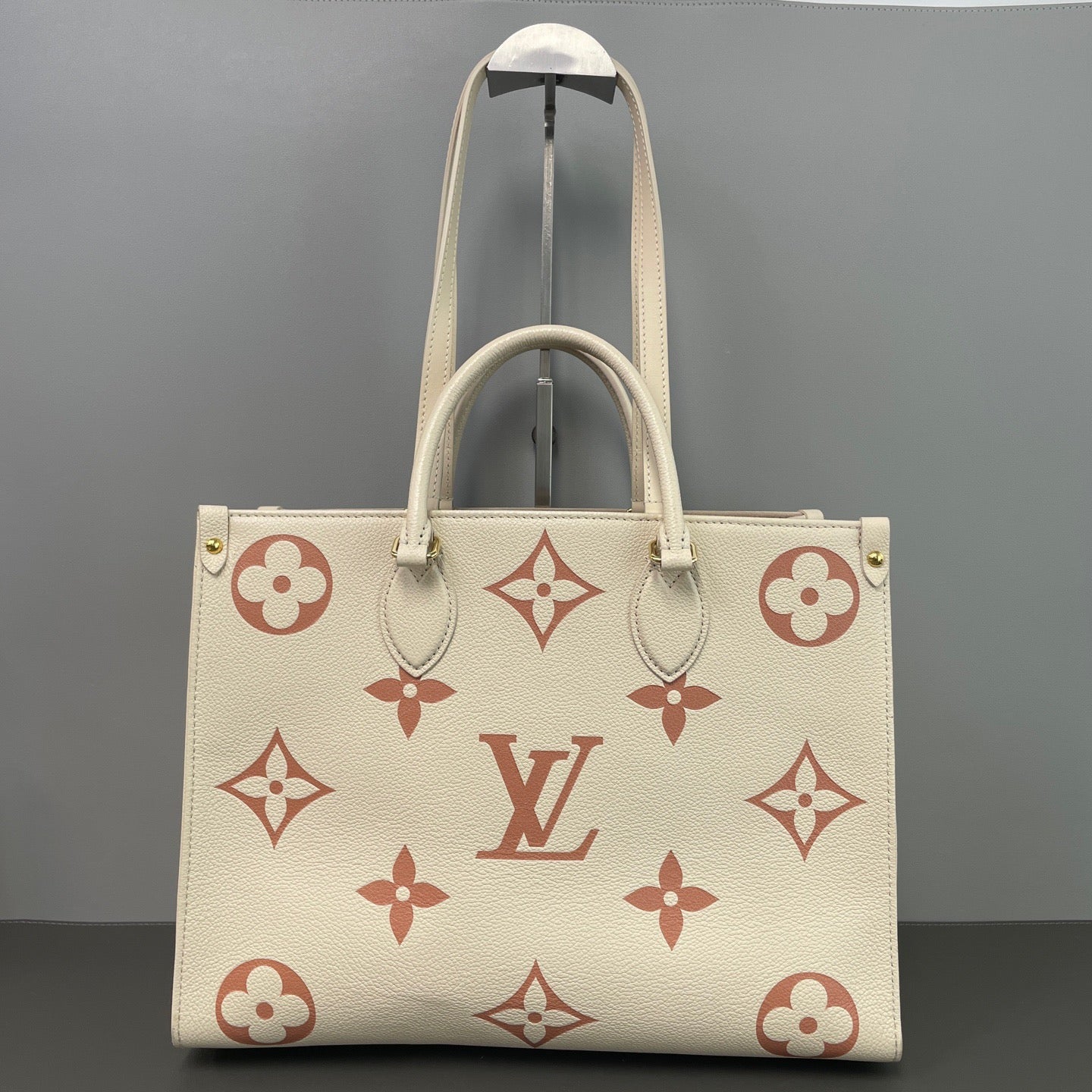 Louis Vuitton OnTheGo MM Tote Bag (Spring 2023 Strawberry Milk Monogram Empreinte) LDZ0015