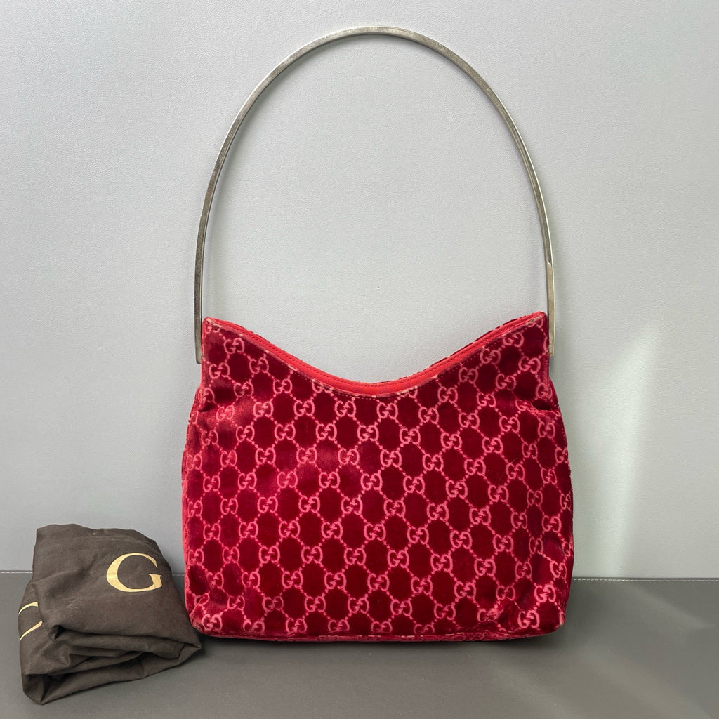 Gucci GG Velvet Metal Handle Hobo Bag (Vintage) LDZ0028