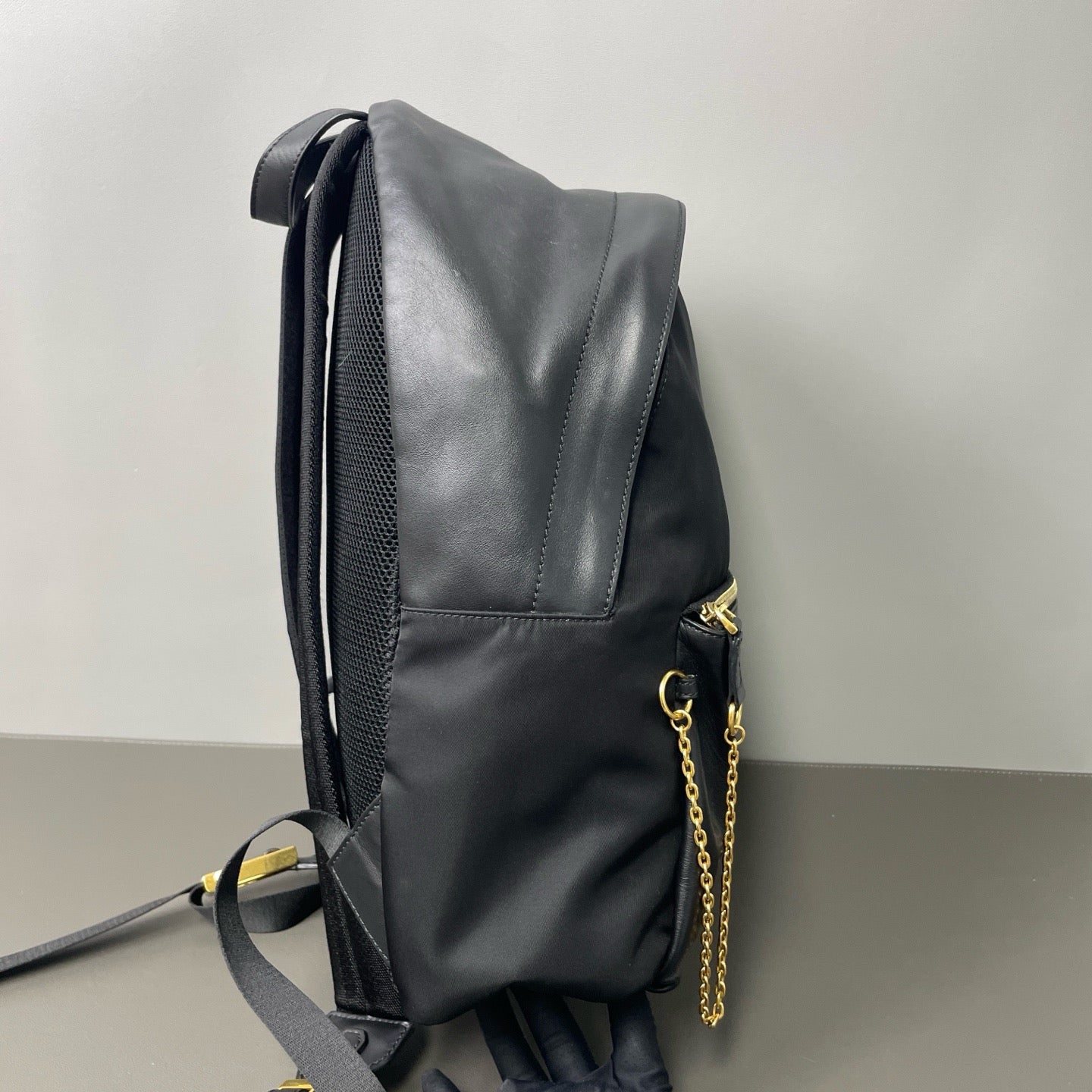 Fendi FF Logo Studded Nylon & Leather Backpack  LDZ0031