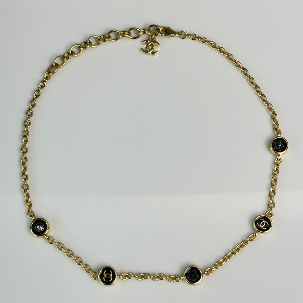 Chanel Black & Gold CC Star Crystal Necklace LDZ0047