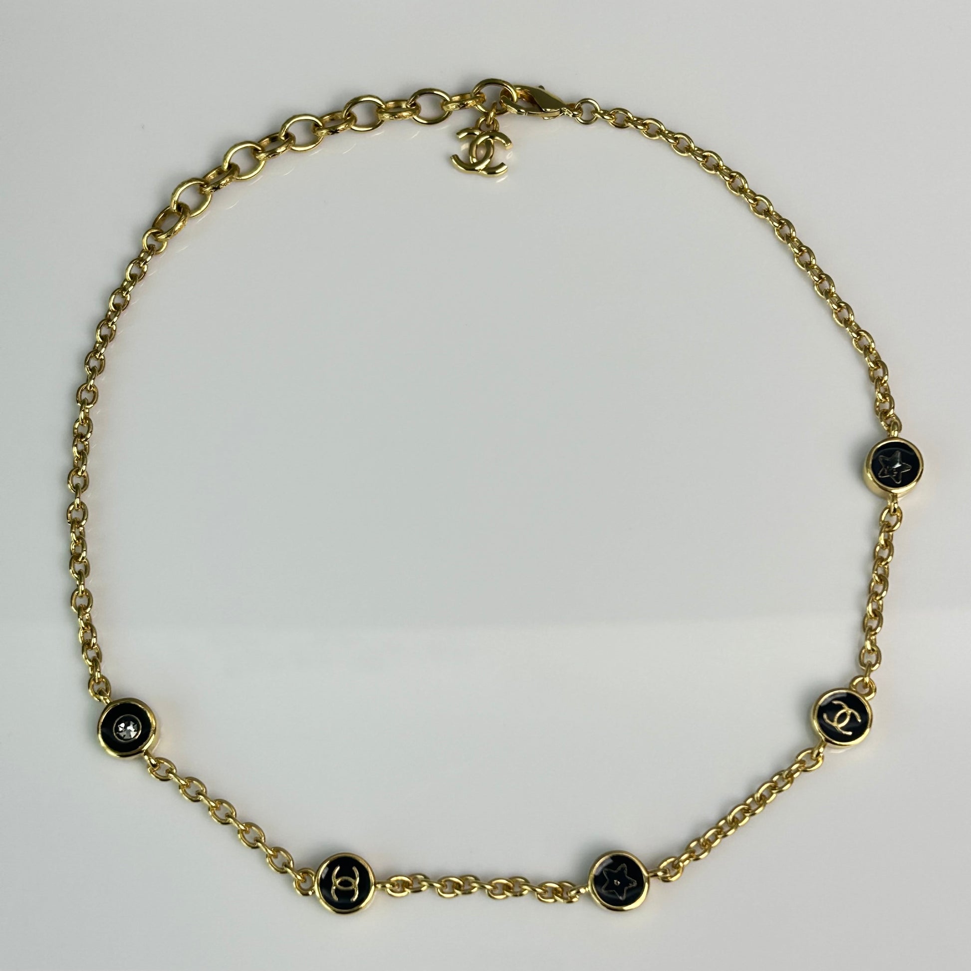 Chanel Black & Gold CC Star Crystal Necklace LDZ0047