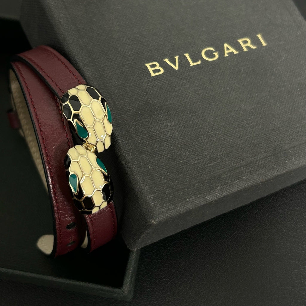 BVLGARI Serpenti Forever Two-Coil Leather Bracelet LDZ0052