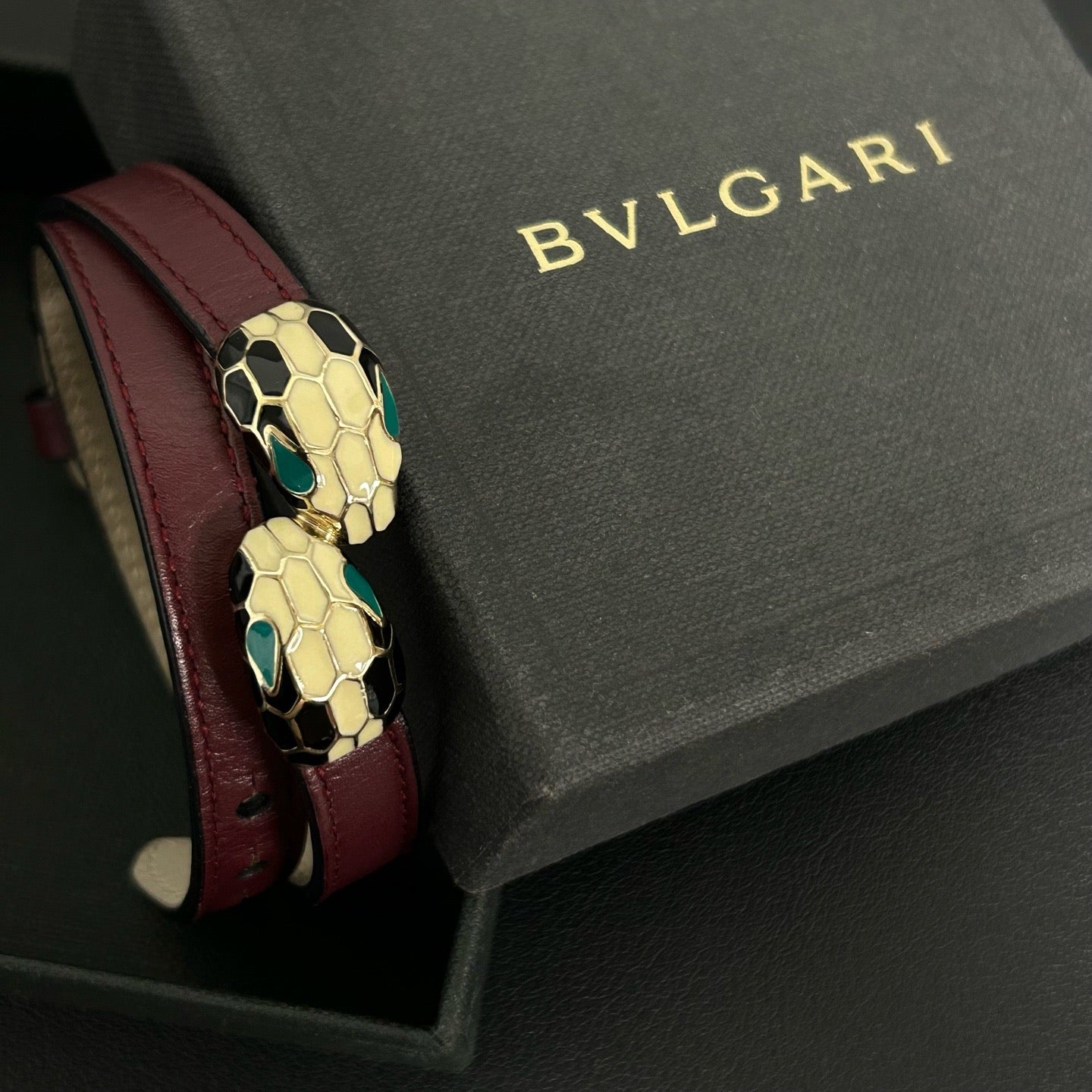 BVLGARI Serpenti Forever Two-Coil Leather Bracelet LDZ0052