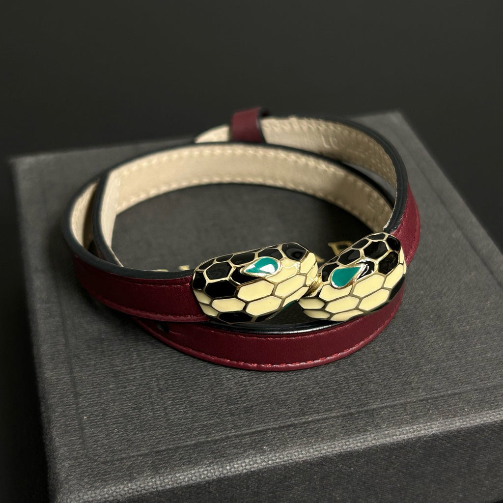 BVLGARI Serpenti Forever Two-Coil Leather Bracelet LDZ0052