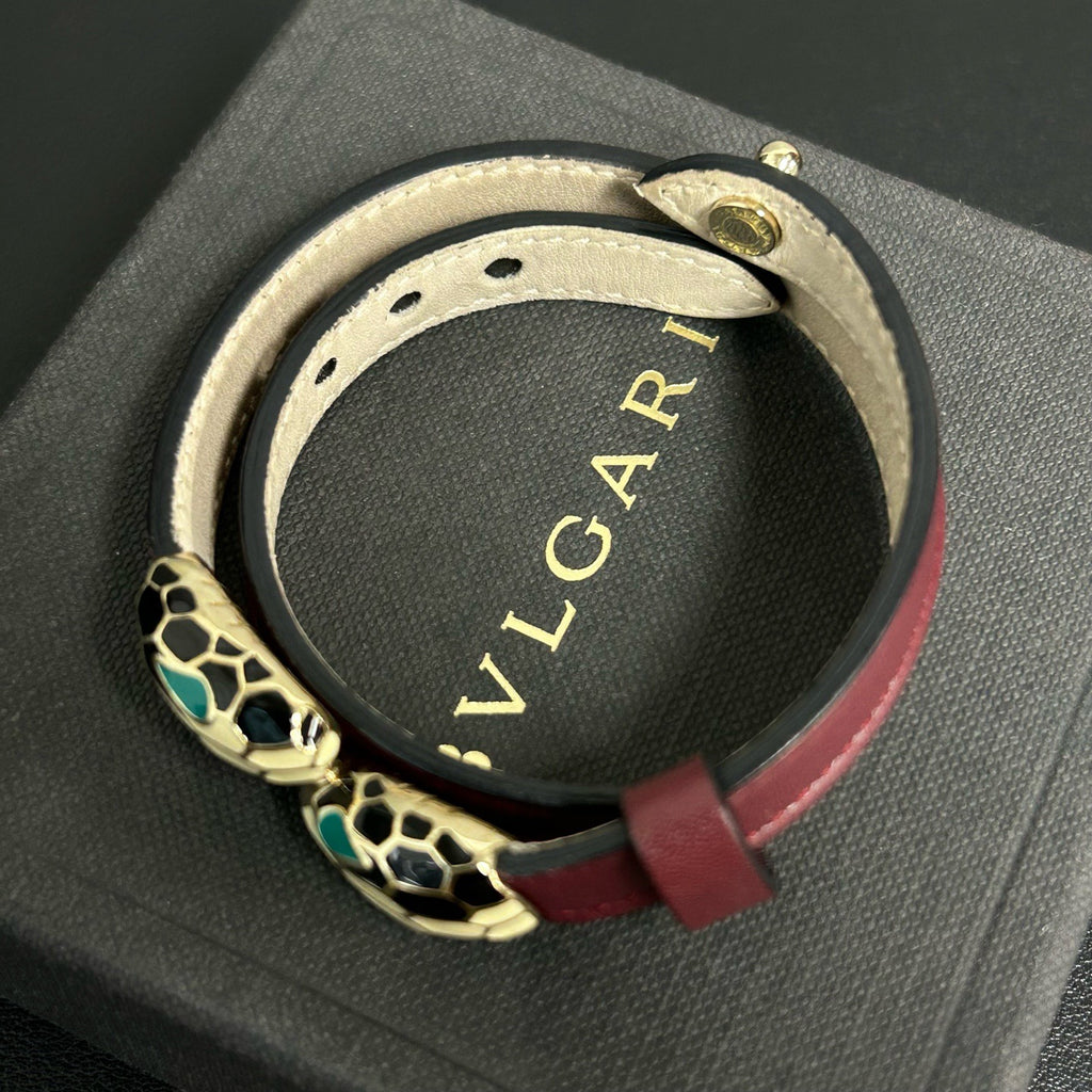 BVLGARI Serpenti Forever Two-Coil Leather Bracelet LDZ0052