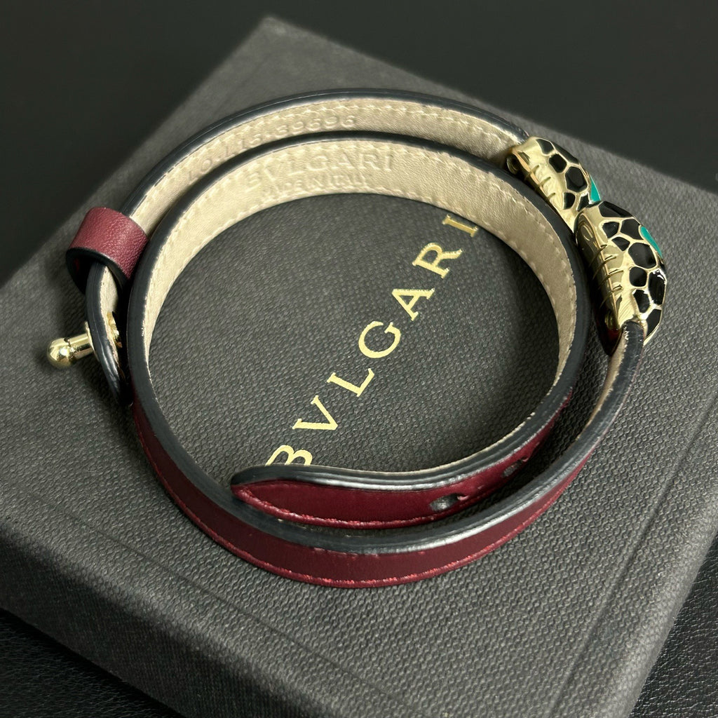 BVLGARI Serpenti Forever Two-Coil Leather Bracelet LDZ0052