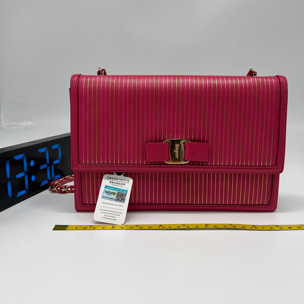 SALVATORE FERRAGAMO PINK VARA BOW crossbody bag B22382