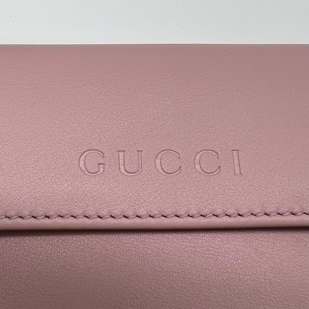 Gucci baby pink leather continental flap wallet W21807