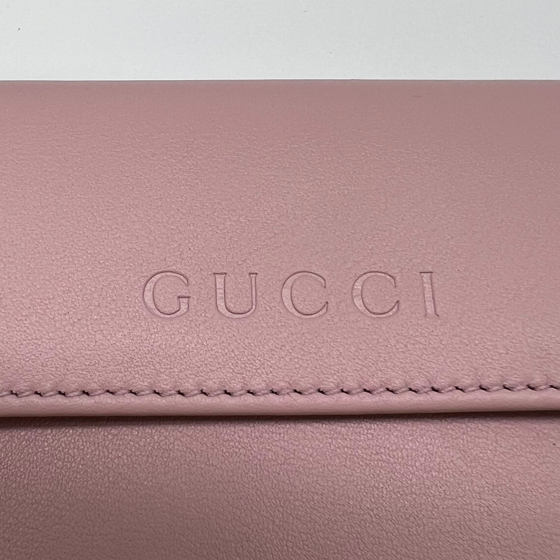 Gucci baby pink leather continental flap wallet W21807