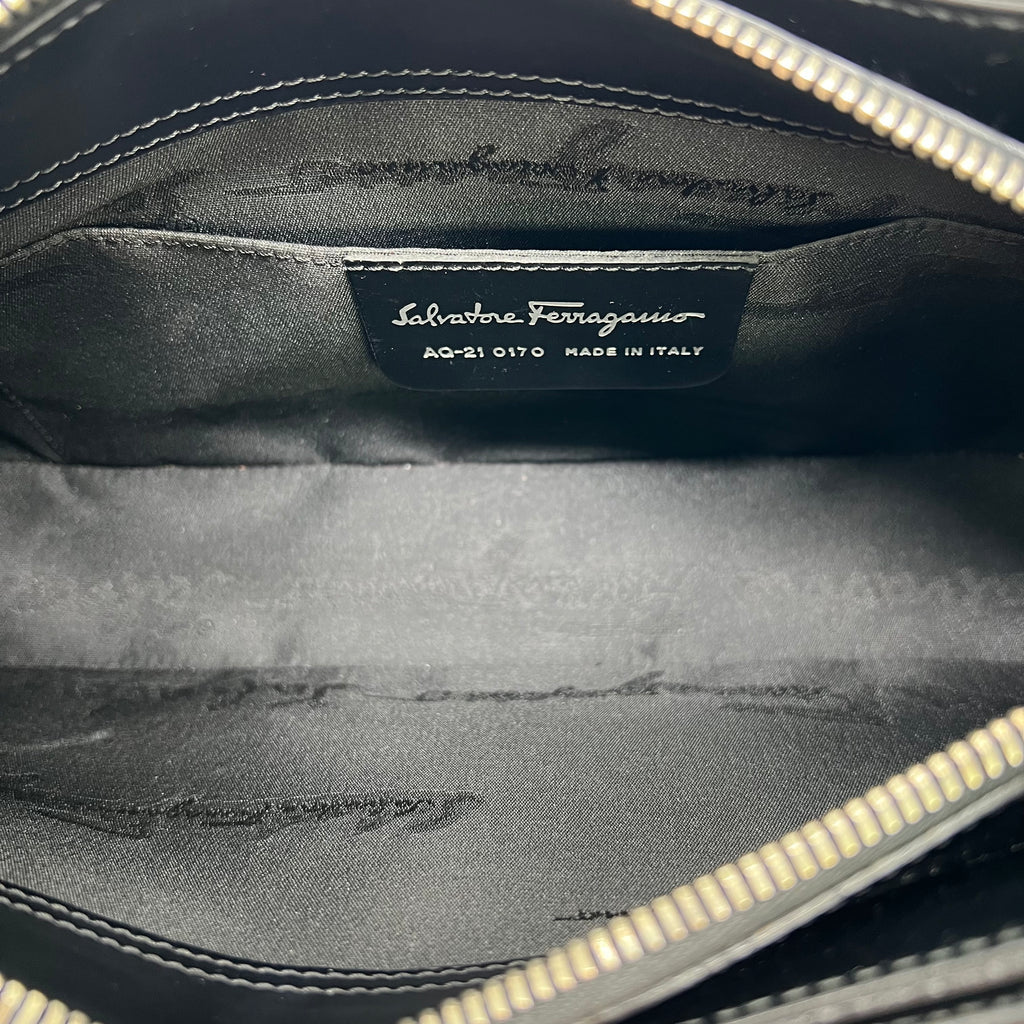 Brushed Calfskin Gancini Hobo Midnight