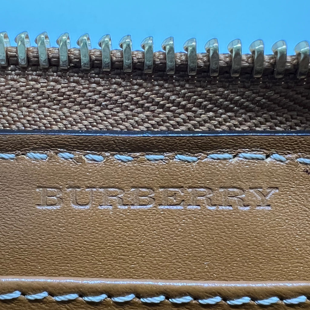 Burberry Beige/Brown House Check PVC and Leather Zip Around Wallet W21721