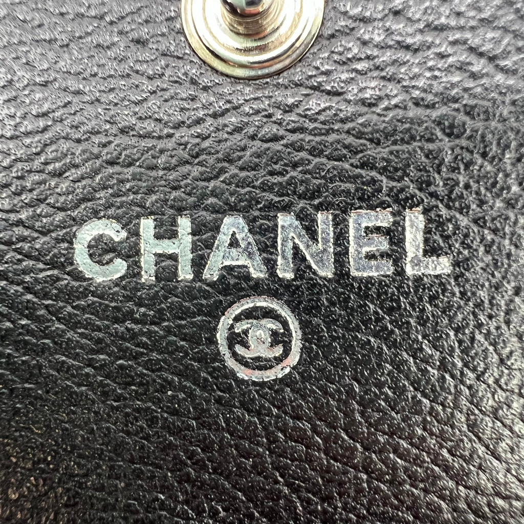 Chanel Camellia CC Logo Grained Calfskin Flap Wallet W22270