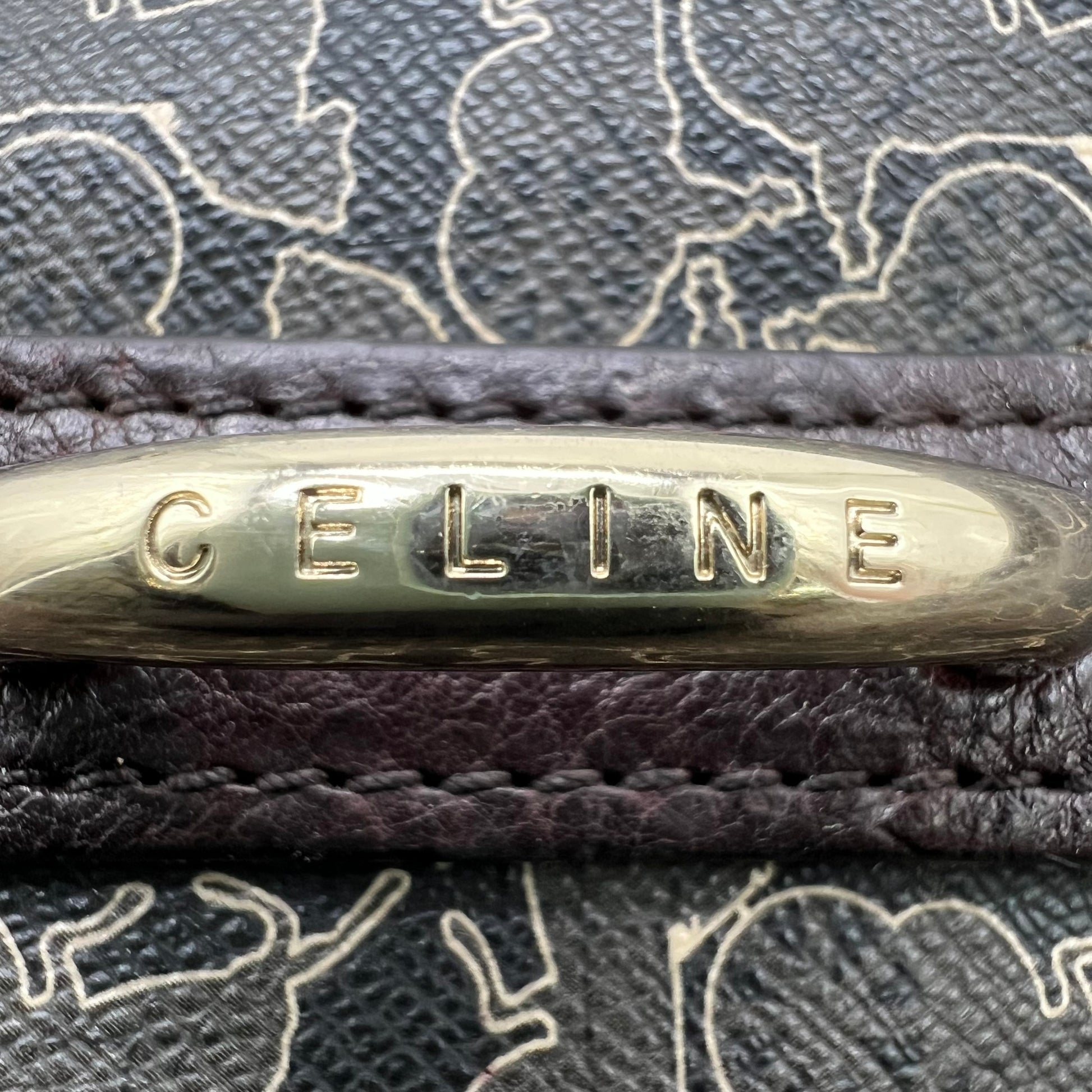 Celine Brown Leather New Pelham Large Shoulder Bag twins B22842