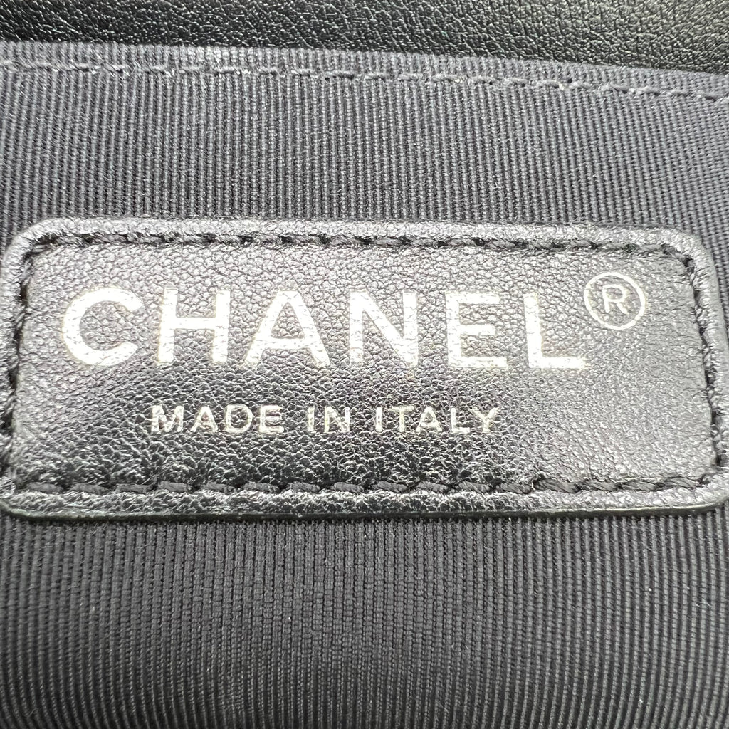 Chanel Boy Flap Bag Quilted Patent Old Medium Black B23003