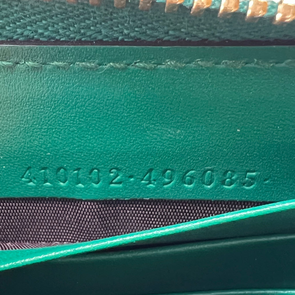 Green Guccissima Leather Zip Around Continental Wallet