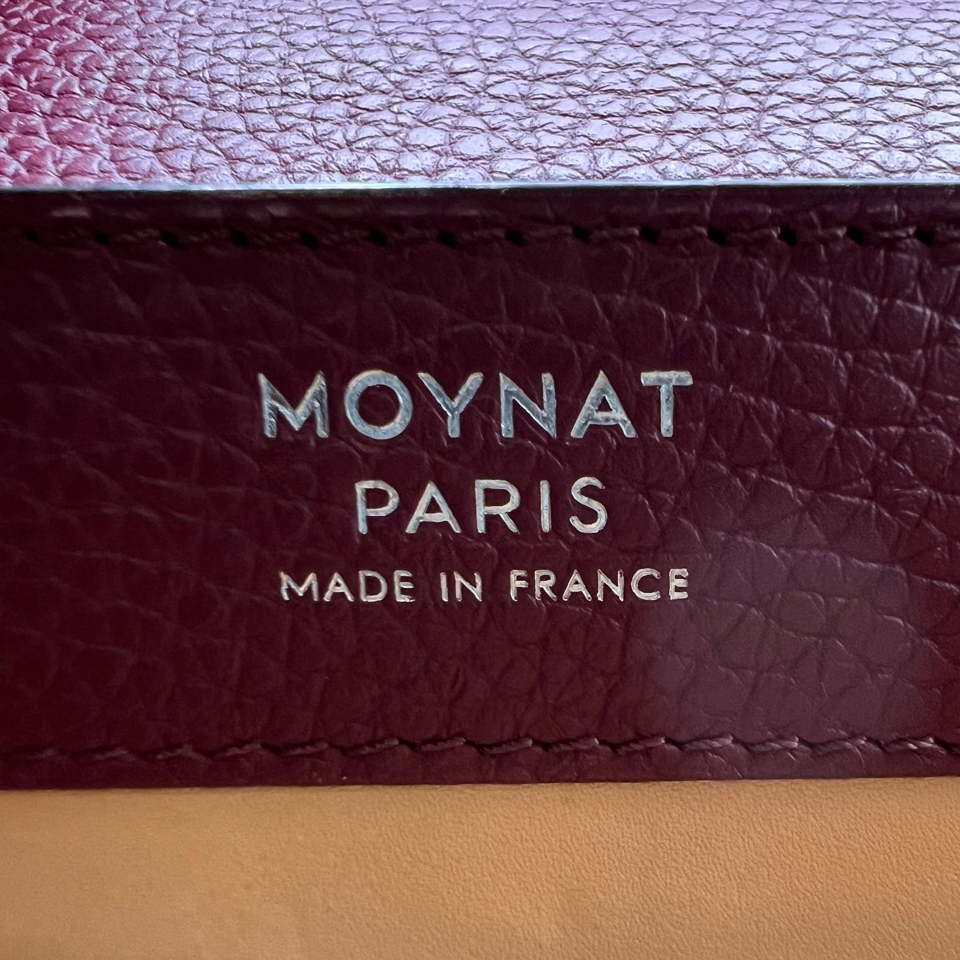 Moynat Réjane PM Bag in Bordeaux Taurillon Grained Leather B22722