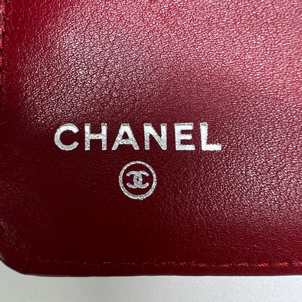 Chanel Classic French Wallet Quilted Red Caviar Silver Hardware W22228