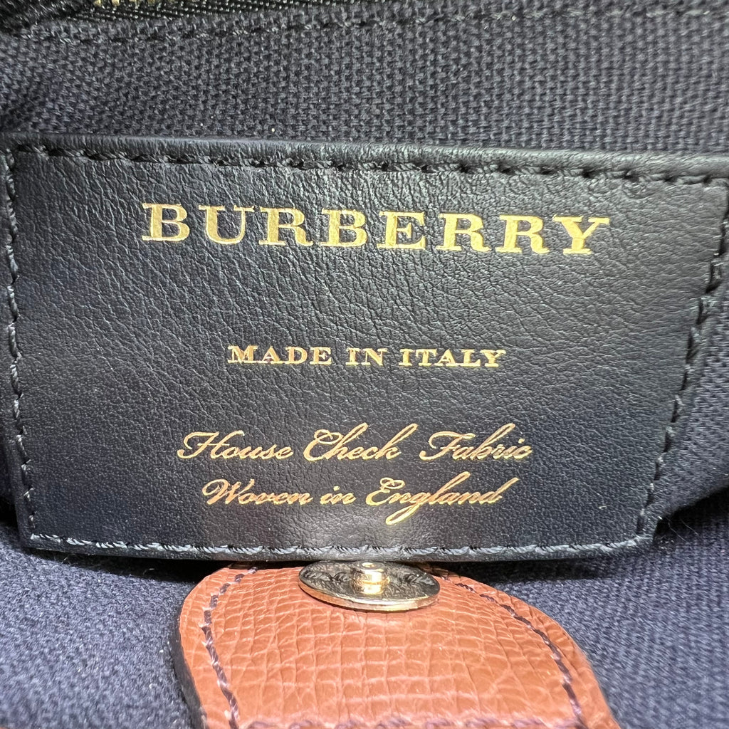 Burberry Medium Banner House Check Leather Tote Bag B22884