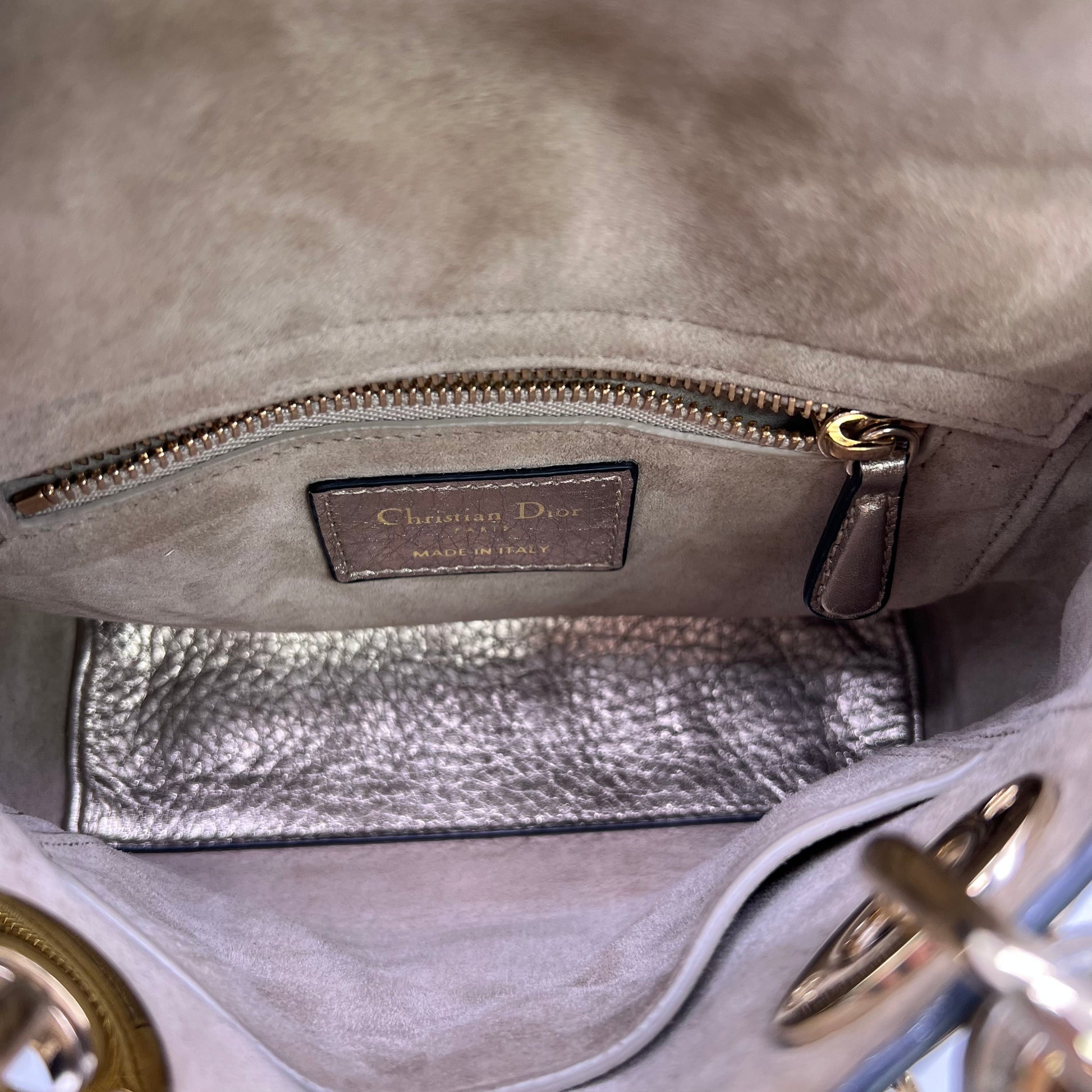 Christian Dior Metallic Lambskin Cannage Small My ABCDior Lady Dior Gold twins B22977