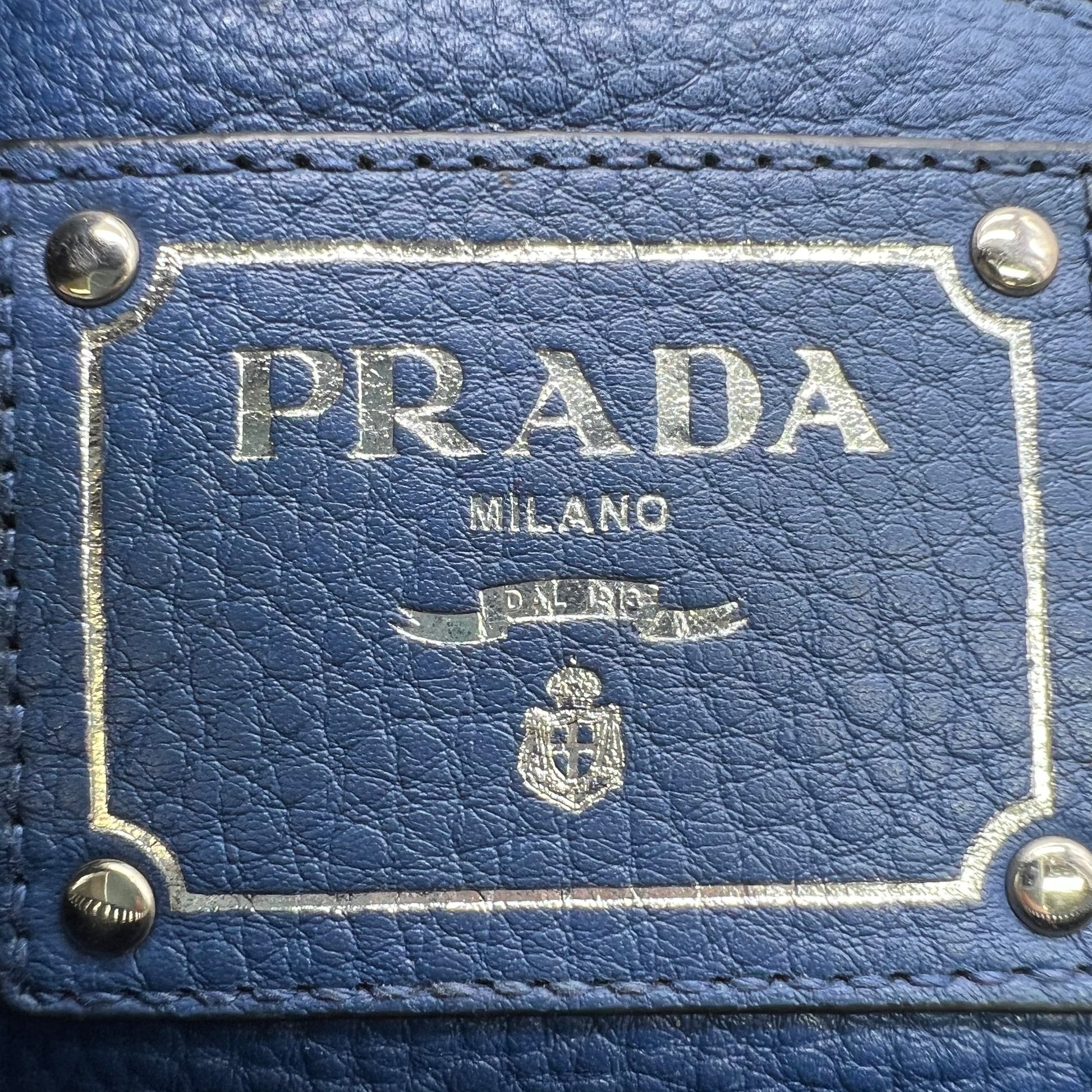 Prada Vitello Phenix Leather Hobo Shoulder Bag Blue (Baltico) B23007