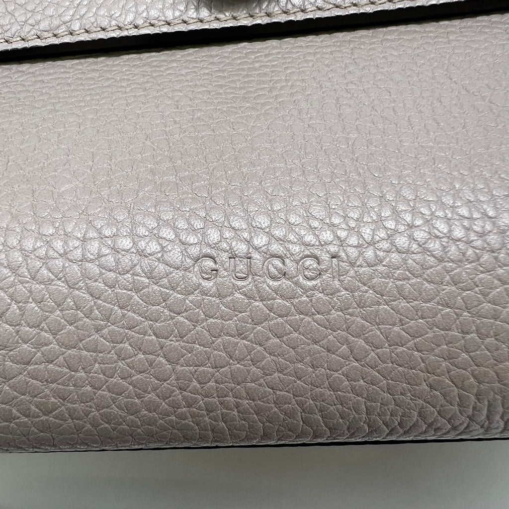 Gucci Bamboo Daily Top Handle Bag in Grey Grained Leather B23047