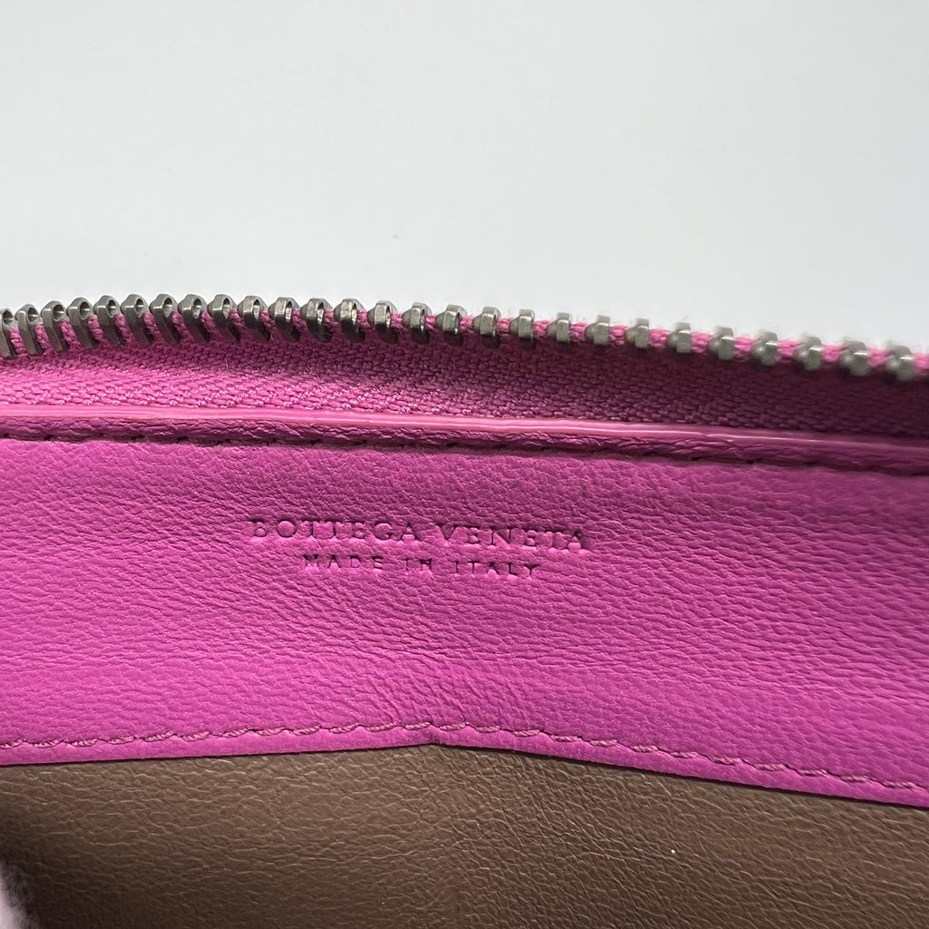 Bottega Veneta Intrecciato Nappa Leather & Ayers Exotic Trim Zip Around Wallet W22363