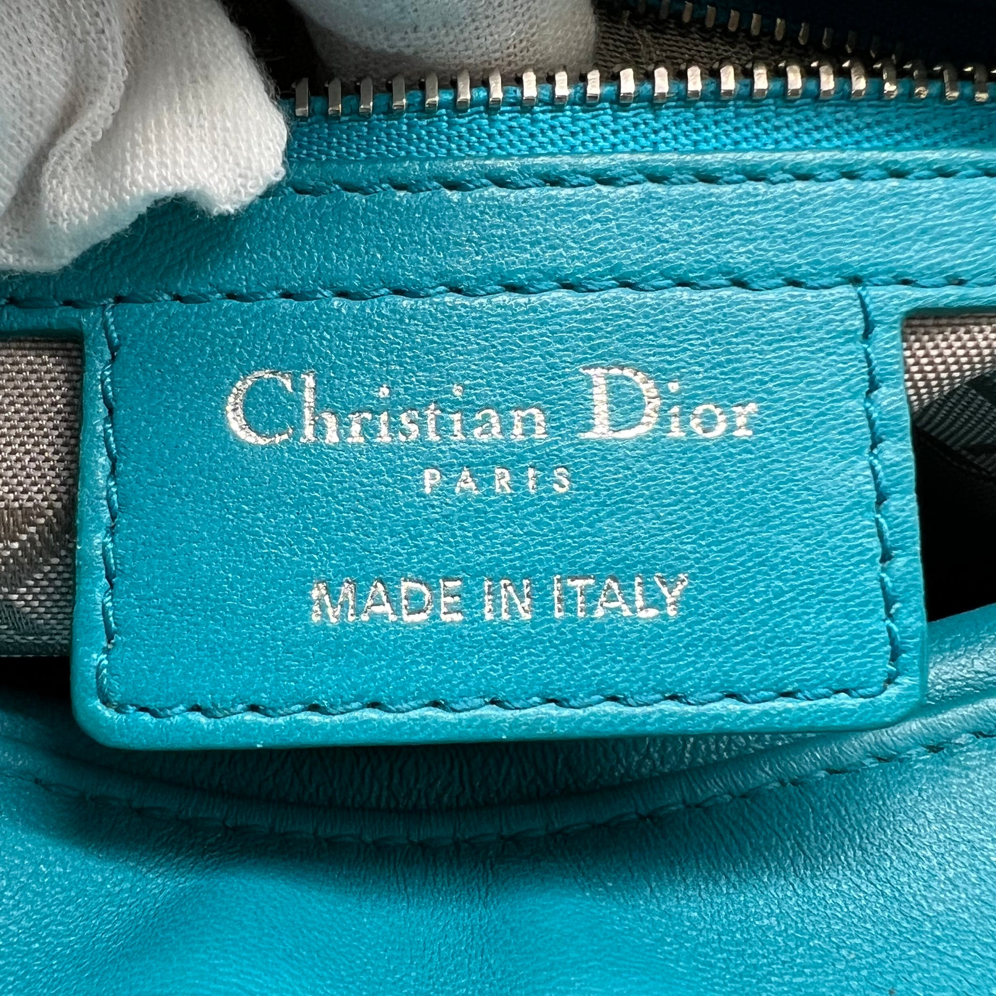 Christian Dior Medium Lady Dior Bag in Turquoise Cannage Lambskin Leather B23035