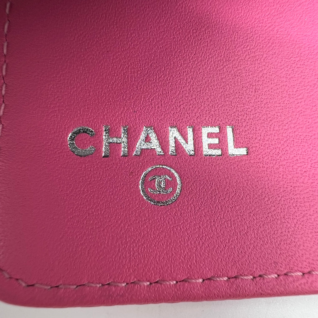 Chanel Pink Caviar Leather Bifold Snap Button Wallet W22435