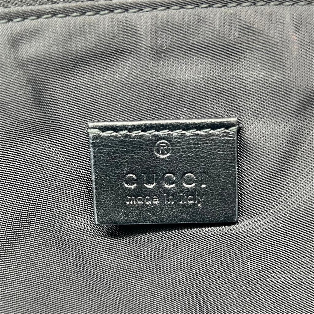 Gucci Black Leather Embroidered Blind For Love Bee Zip Pouch twins W22443