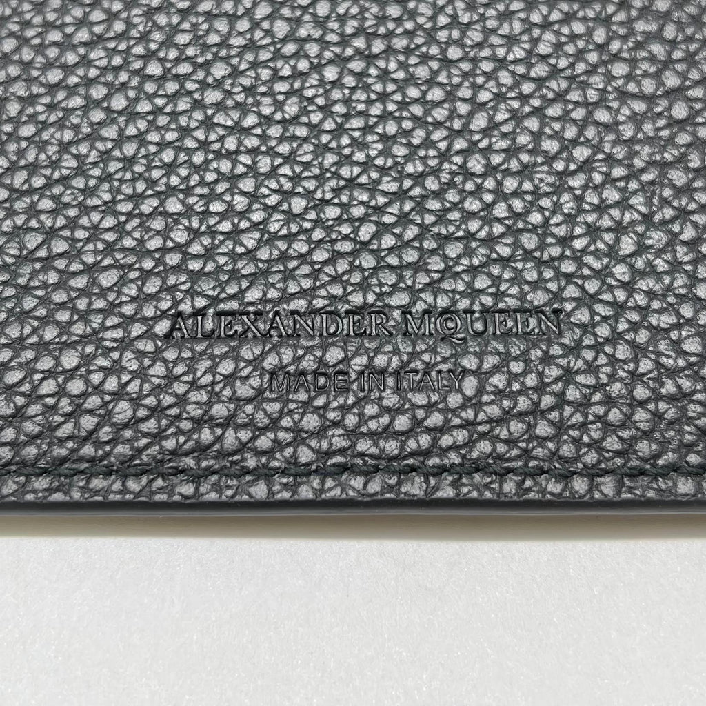 Alexander McQueen Black Grained Leather Skull Continental Flap Wallet W22483