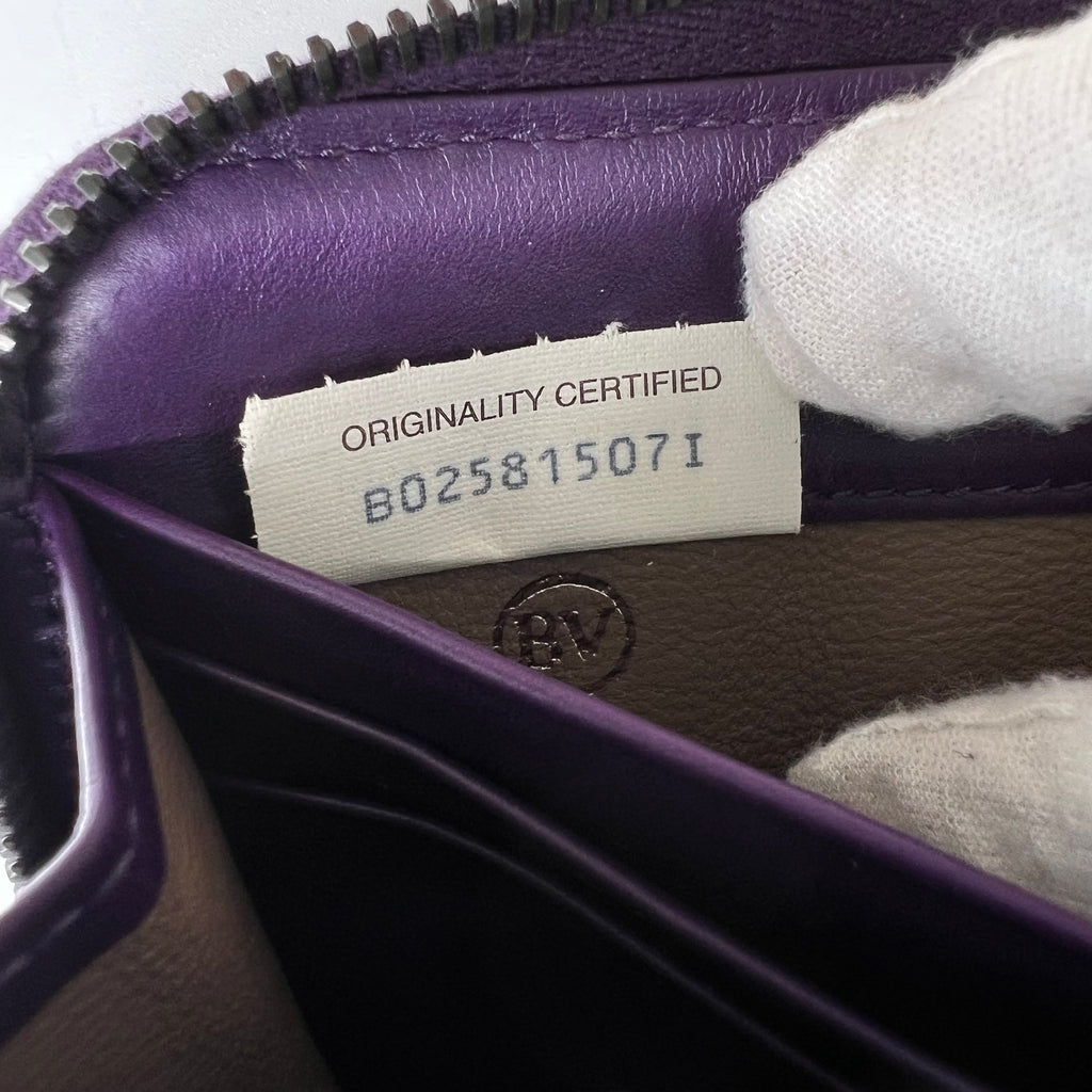 Nappa Intrecciato Zip Around Wallet Purple W22493