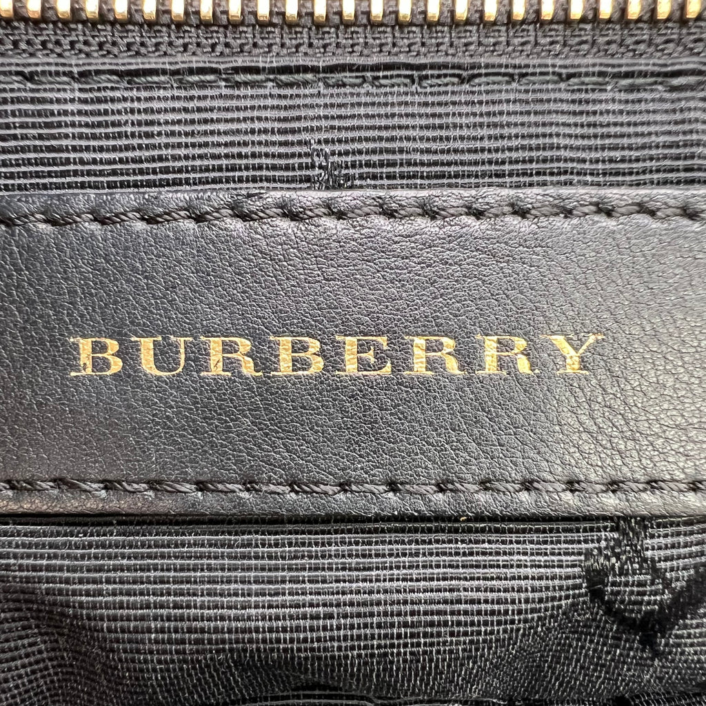 Burberry Heritage Grain Check Embossed Small Orchard Bowling Bag in Taupe Gray B23103