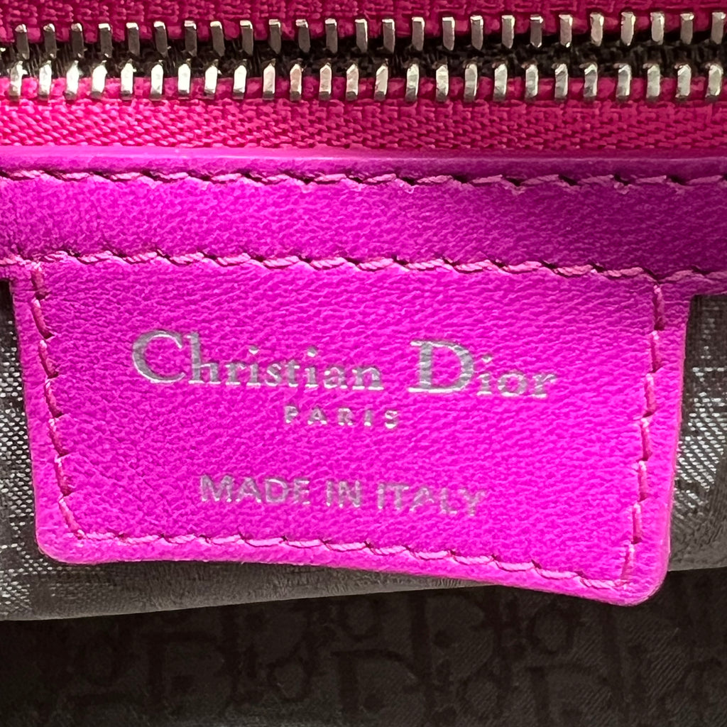 Christian Dior Lambskin Cannage Medium Lady Dior Bag in Fuchsia Pink B23216